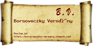 Borsoveczky Versény névjegykártya
